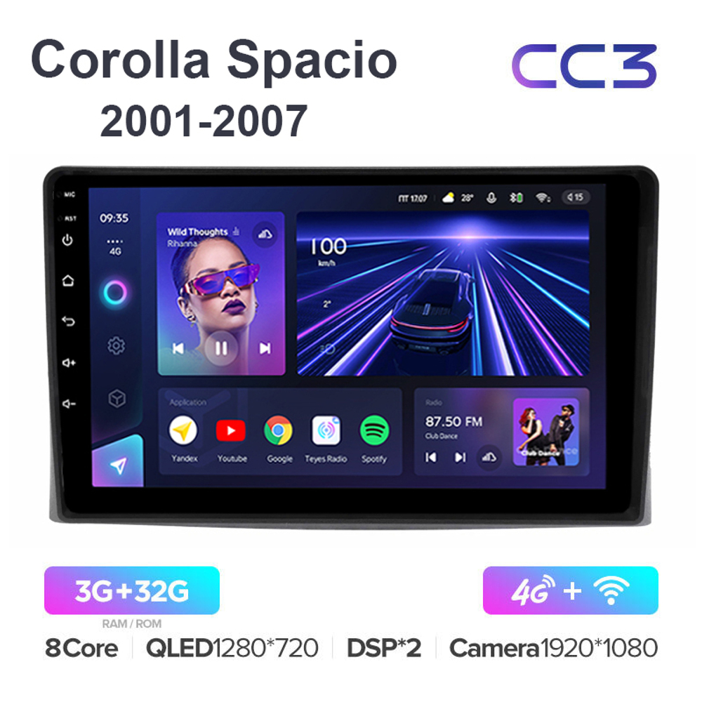 Teyes CC3 9"для Toyota Corolla Spacio 2001-2007