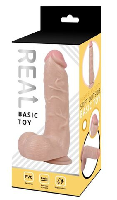 Телесный реалистичный фаллоимитатор с мошонкой Real - 21 см. (Цвет: телесный)