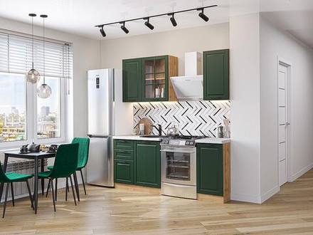 Прямая модульная кухня Дублин-04 Special Green - Дуб Вотан 2140*1300*600