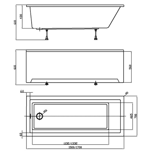 Ванна акриловая Azario LILIANA 150х70 пристенная (AV.0012150)