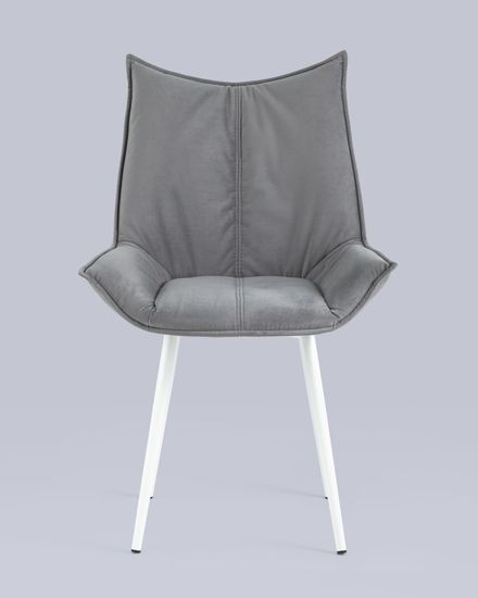 Стул Осло велюр серый белые ножки