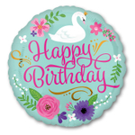 Шар Фольгированный Лебедь Цветы (Ассорти)