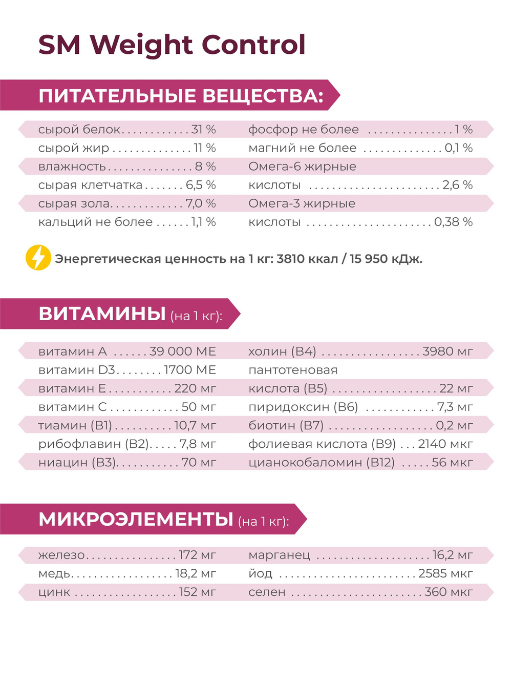 Корм сухой для кошек VD Weight Control SM, диетический, полнорационный контроль веса, 2 кг, QUATTRO