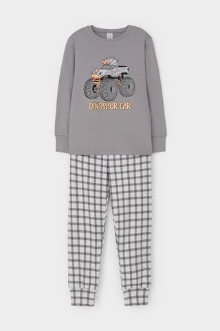 пижама  для мальчика  К 1541/холодный серый,клетка