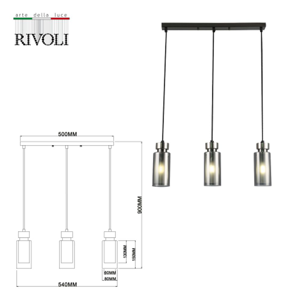 Светильник подвесной (подвес) Rivoli Klara 3099-203 3 * Е14 15 Вт модерн | Модерн
