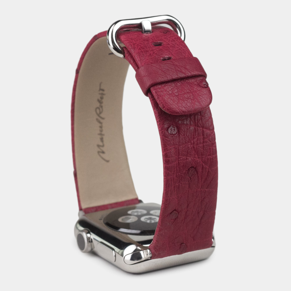 Ремешок для Apple Watch 40/41/42 mm из кожи страуса, цвета фуксии