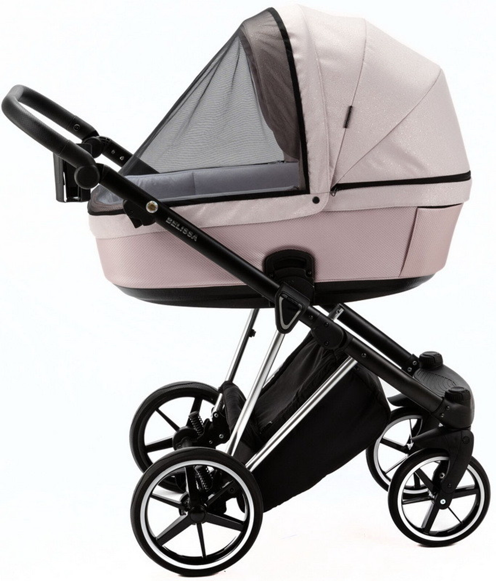 Детская коляска Adamex Belissa Special Edition 3 в 1 B-PS590 (РОЗ С БЛЁСТ ХРОМ.РАМ)