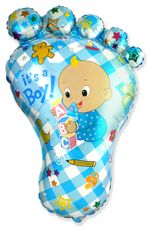 Шар (38"/97 см) Фигура, Ступня мальчика, Голубой   1 шт.