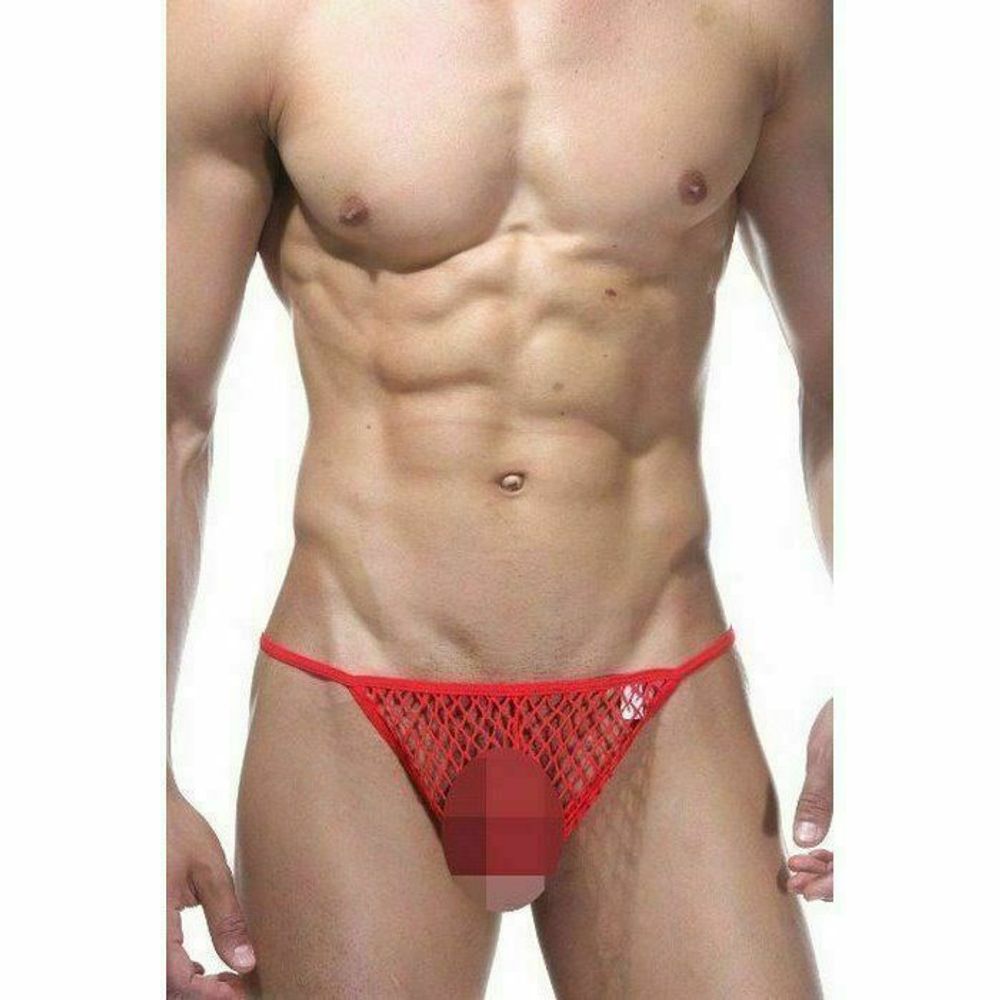 Мужские трусы стринги красные в сетку La Blinque LB15131