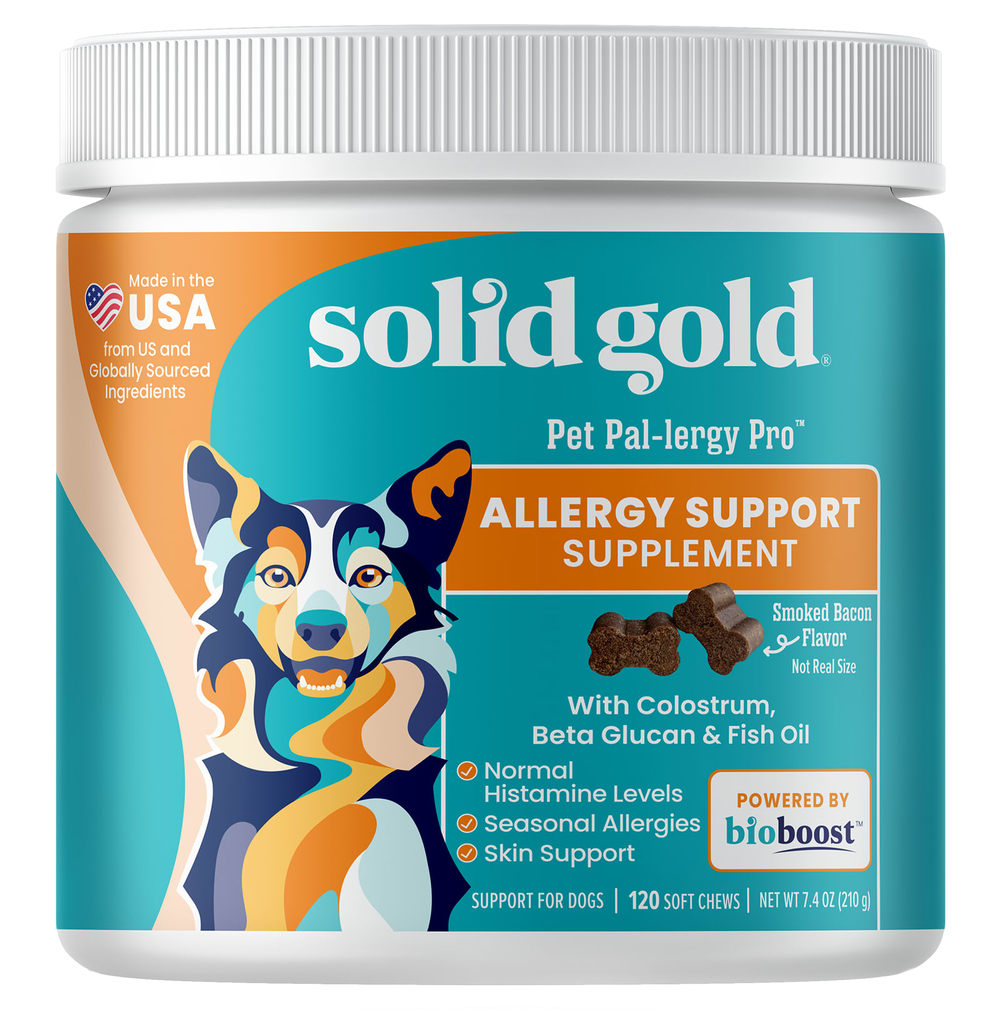 Solid Gold, Pet Pal-Lergy Pro ™, добавка для поддержки аллергии, для собак, с копченым беконом, 120 жевательных таблеток, 216 г (7,6 унции)