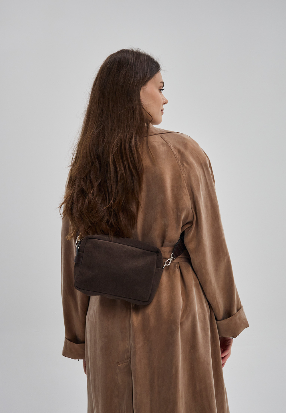 сумка прямоугольная шоколад замша