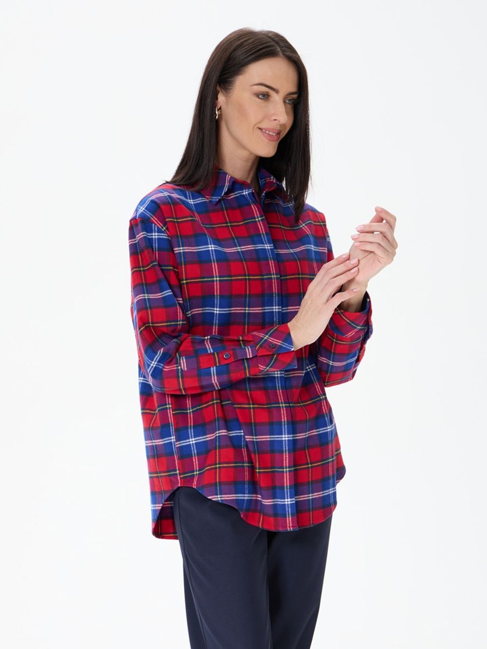 Рубашка Хельсинки красно-синяя клетка фланель