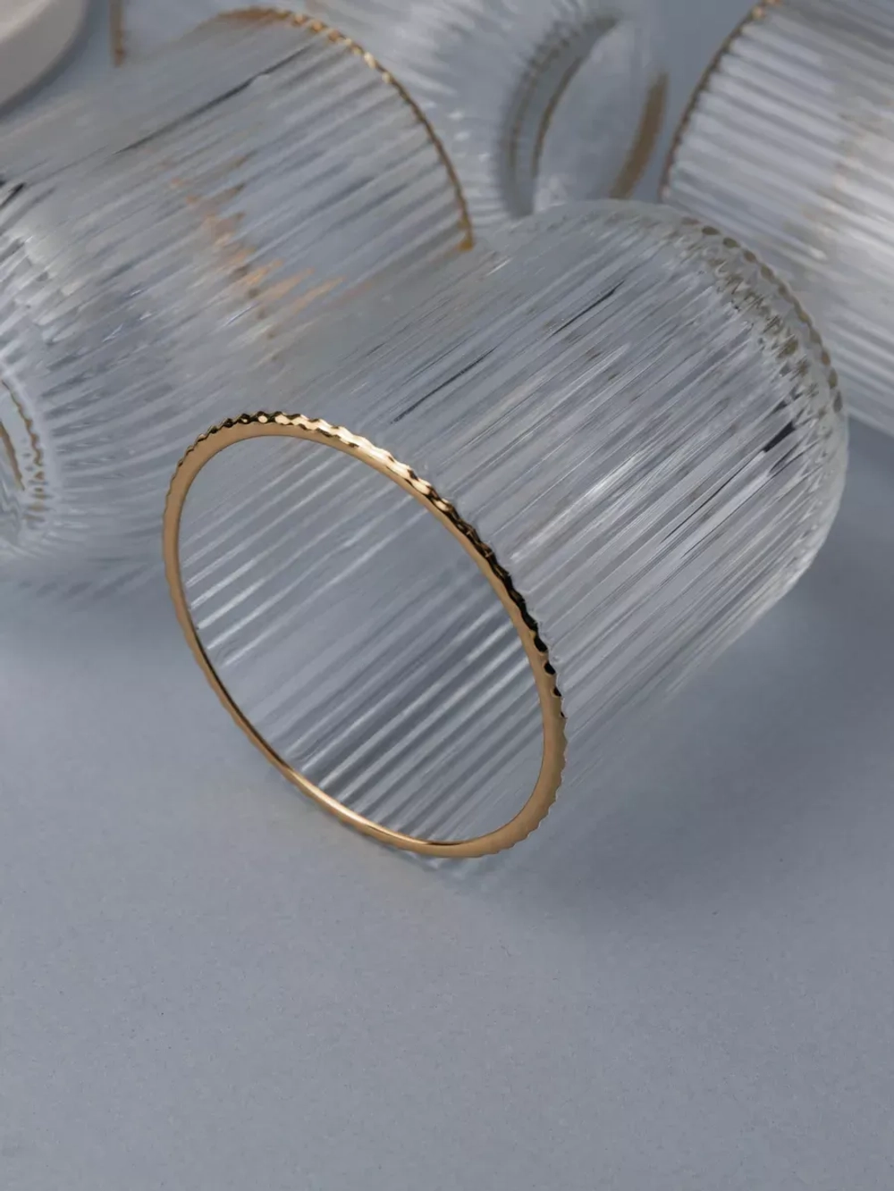 Набор ребристых стаканов для воды, 6 шт. с золотой каймой