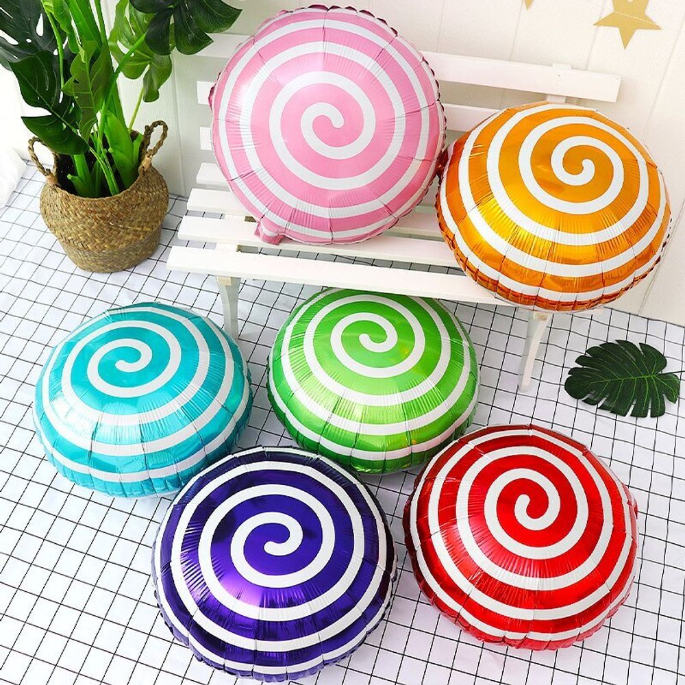 Шар (18"/46 см) Круг, Леденец Спираль, Оранжевый 1 шт.