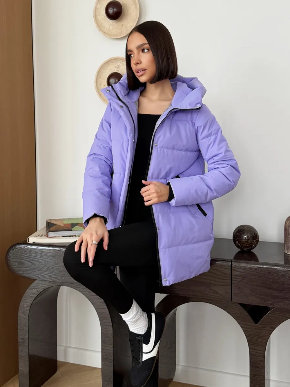 Куртка весенняя удлиненная с капюшоном