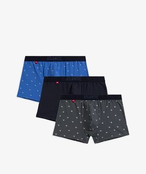 Трусы мужские боксеры (3шт), Atlantic 3MH-187, небесно-голубой + темно-синий + графитовый