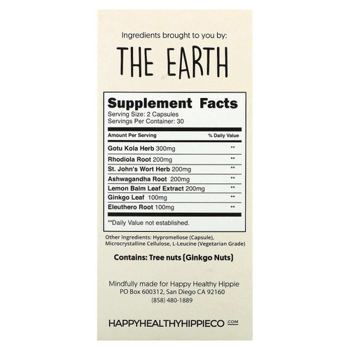 Happy Healthy Hippie, Наполненный радостью, поддерживает позитивное настроение, 60 растительных капсул