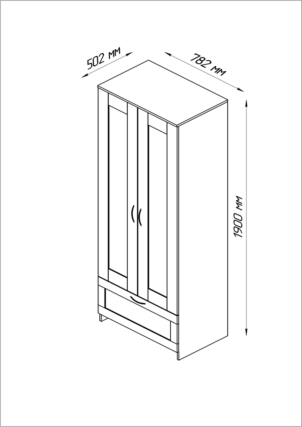 Шкаф СИРИУС комбинированный 2 двери и 1 ящик (дуб венге)