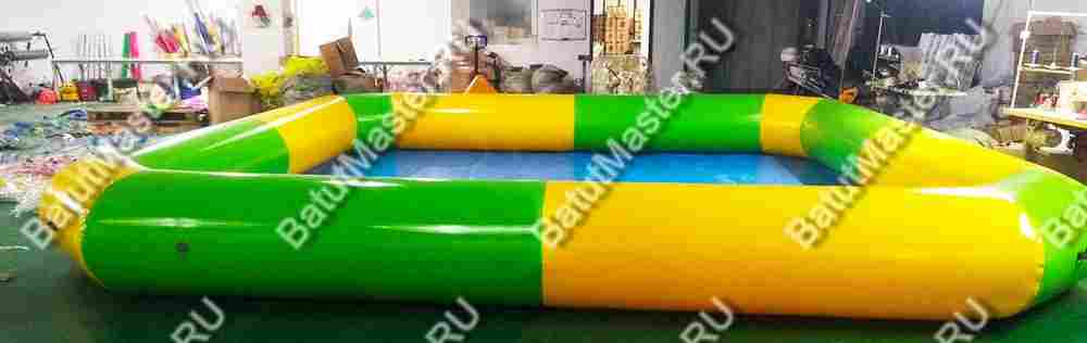Квадратный надувной бассейн "Зебра", желто-зеленый 6*6*0.65 м