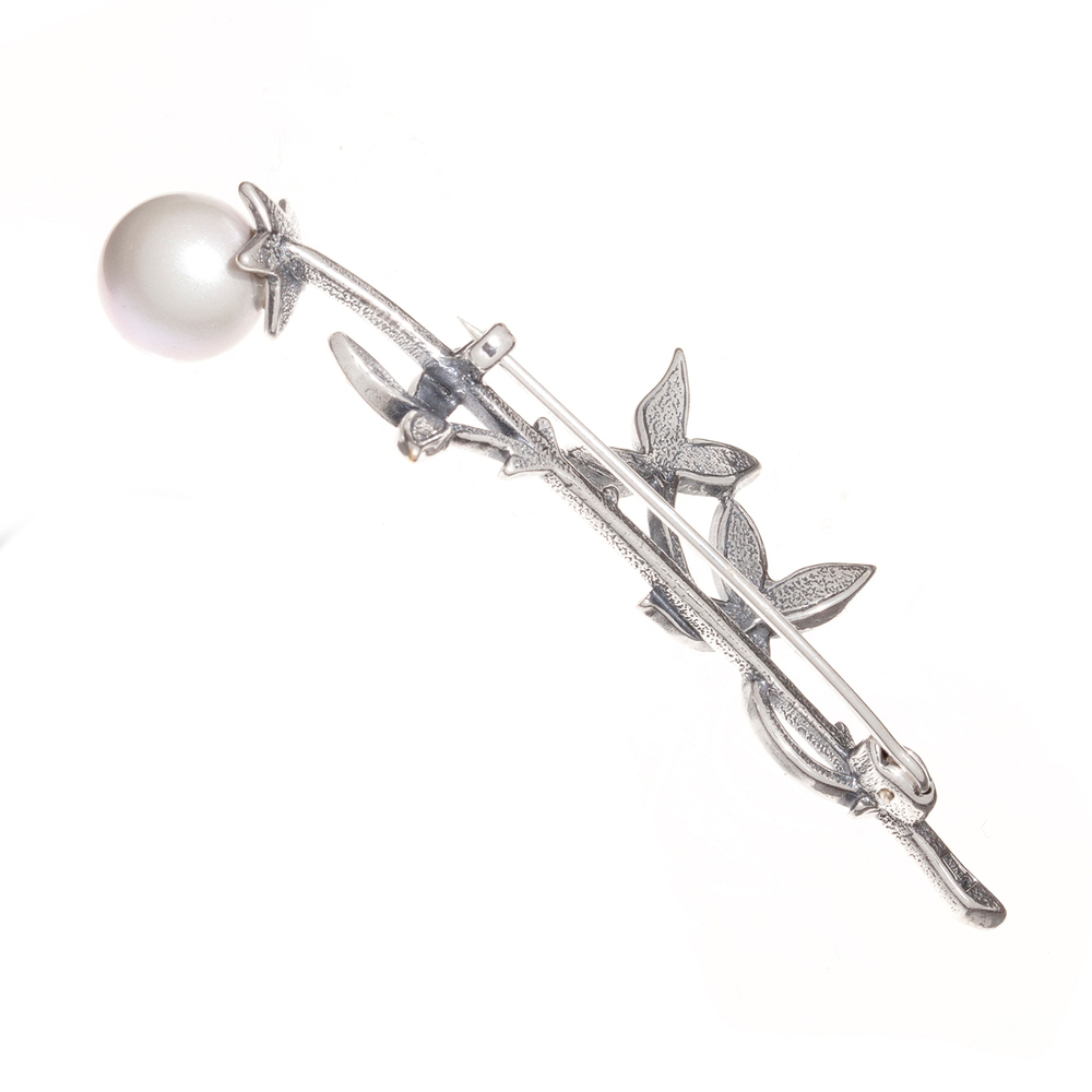 "Розочка" брошь в серебряном покрытии из коллекции "Фаворитка" от Jenavi с замком булавка