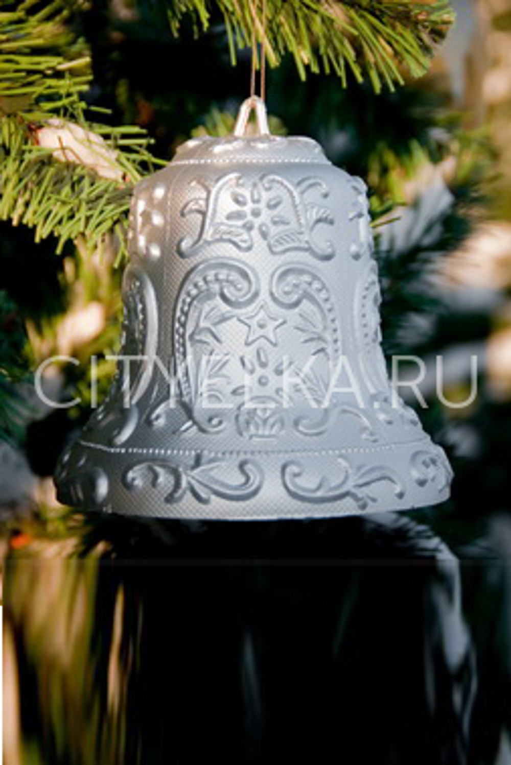 Колокольчик матовый с узорами, серебряный