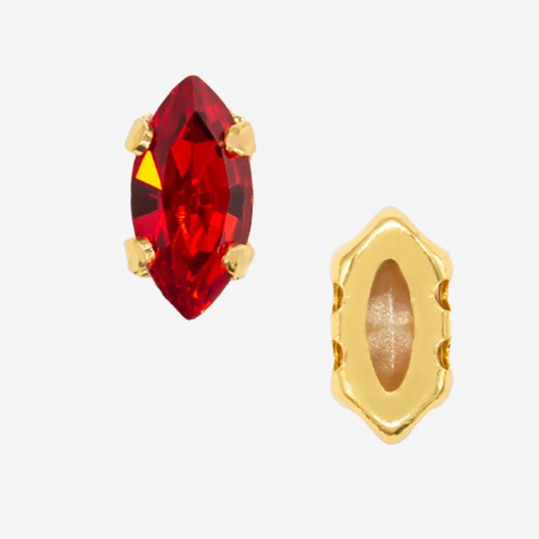 Кристалл Маркиз (Marquise Fancy Stone) в цапах, оттенок "Light Siam", 8*4мм, позолота