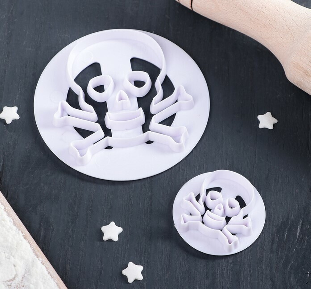 Набор выемок для марципана и теста "Череп", 2 шт: d=7,5/3,7 см