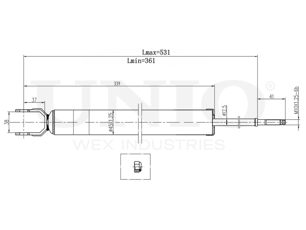 Амортизатор газовый задней подвески UNIO SAB-10429