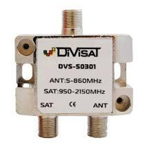 Разветвитель-сумматор SAT+TV 2TV-F 5-2500 MHz с проходом питания DVS 03-01