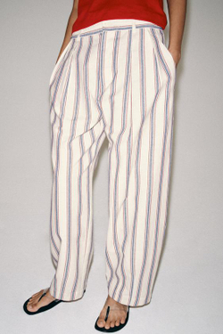 ZARA БРЮКИ BALLOON В ПОЛОСКУ — ZW COLLECTION, ЭКРЮ