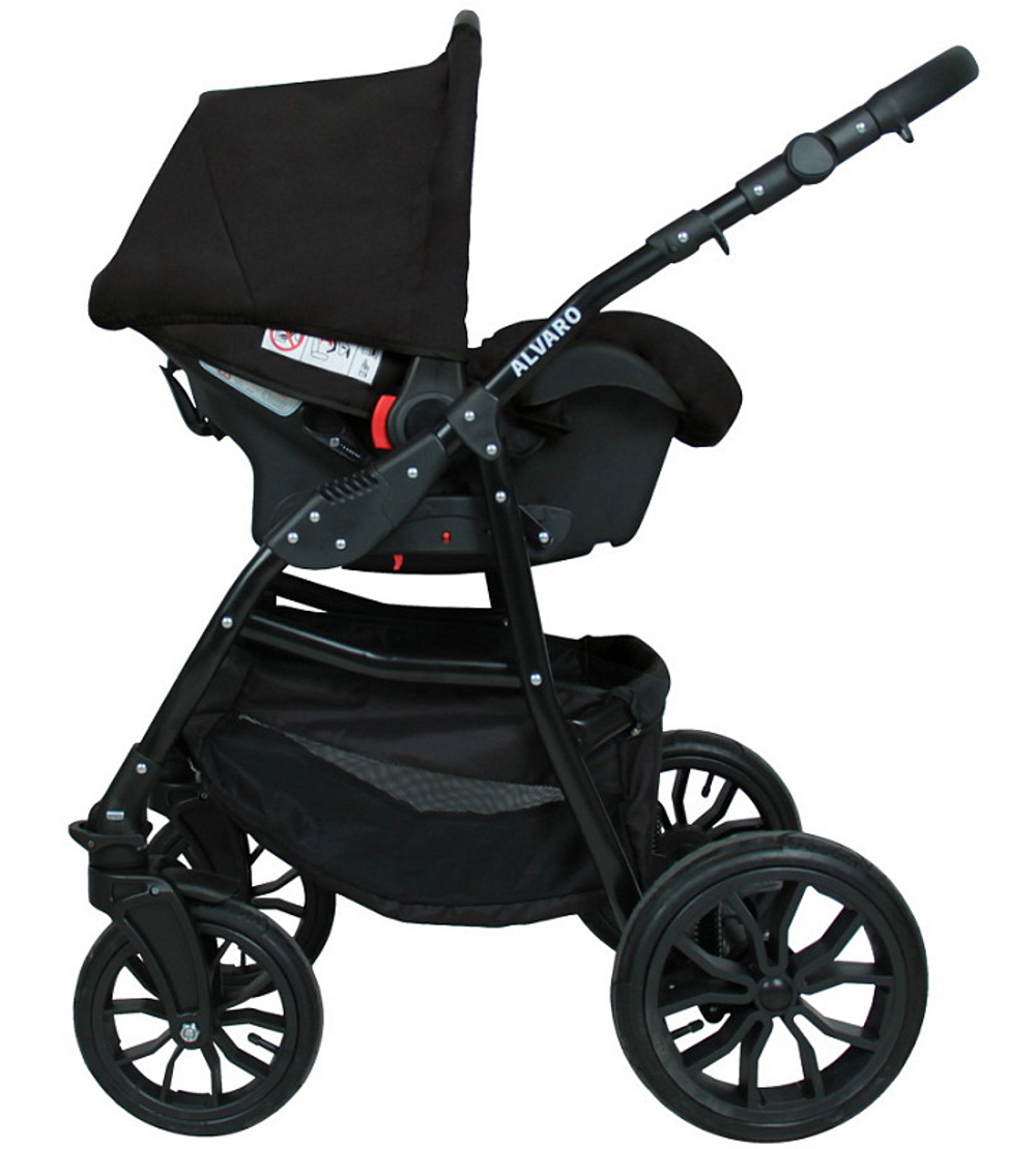 Детская коляска Alis Alvaro F 3 в 1 Al 04 т.серый+св.серый+белая кожа