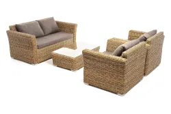 "Капучино Сингл" лаунж-зона из искусственного ротанга (гиацинт), цвет соломенный