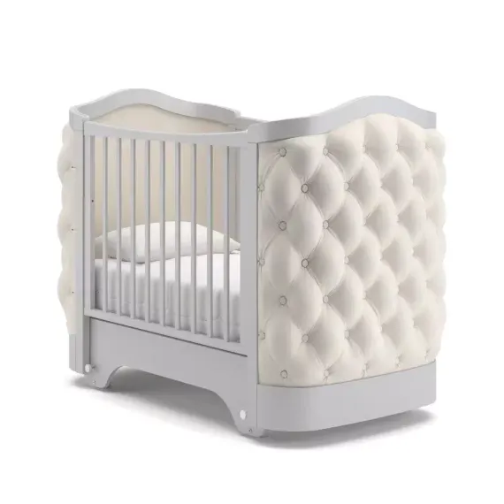 Детская кроватка с маятником Гандылян Тиффани декор пуговицы Белая ночь