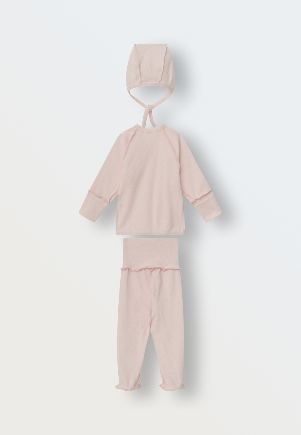 Комплект из ажура из 3 предметов распашонка-ползунки-чепчик (розовый)