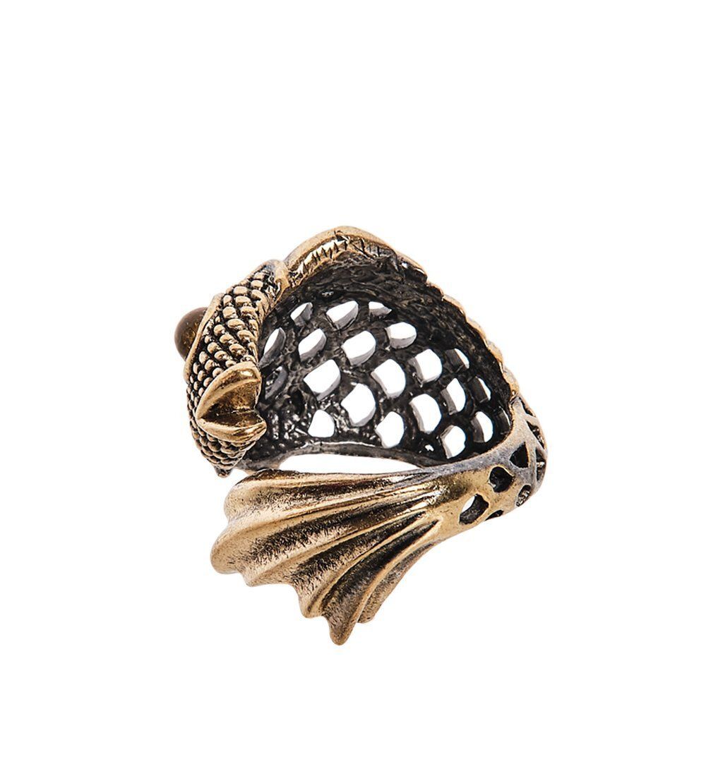 AM-2494 Кольцо «Рыбка золотая» (латунь, янтарь)