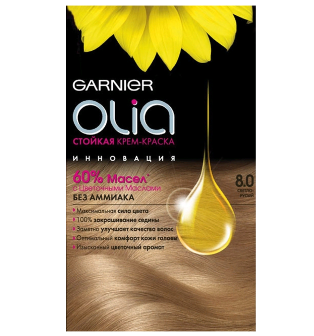 Garnier Краска для волос Olia, тон №8.0, Светло-русый, 60/60 мл