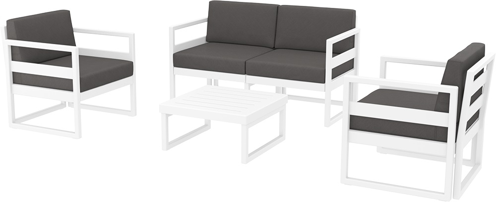 Комплект пластиковой мебели Siesta Contract Mykonos, белый, темно-серый