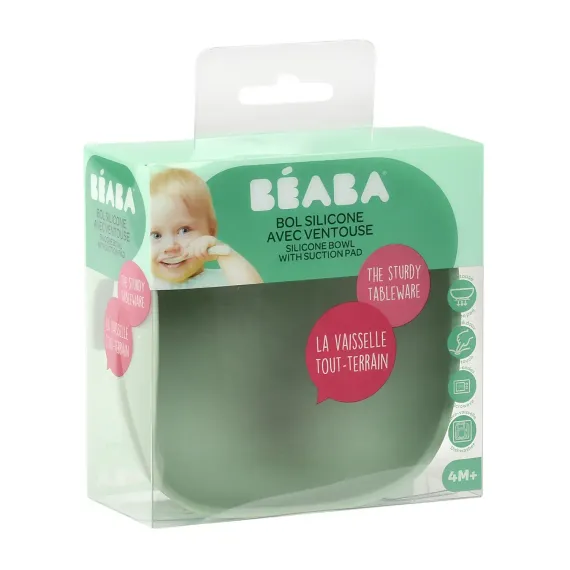 Миска из силикона Beaba Silicone Bowl With Suction Sage Green