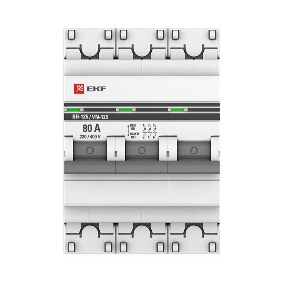 Выключатель нагрузки 3п 80А ВН-125 PROxima EKF SL125-3-80-pro