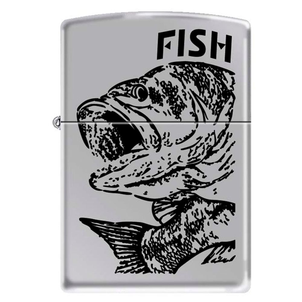 Зажигалка ZIPPO Чёрный окунь (250 FISH - BIG MOUTH)