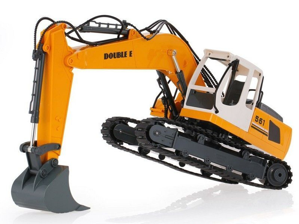 Радиоуправляемый экскаватор Double Eagle 1:16 с металлическим ковшом и отбойным молотком, для детей и строительных игр