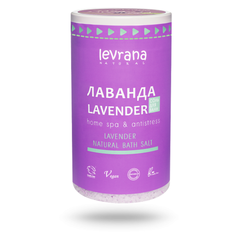 Соль для ванн с цветками и маслом лаванды, 800 г, Levarana