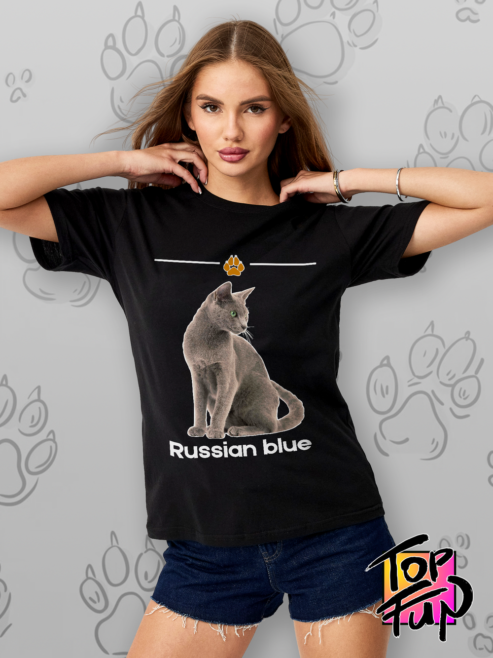 Футболка русская голубая кошка