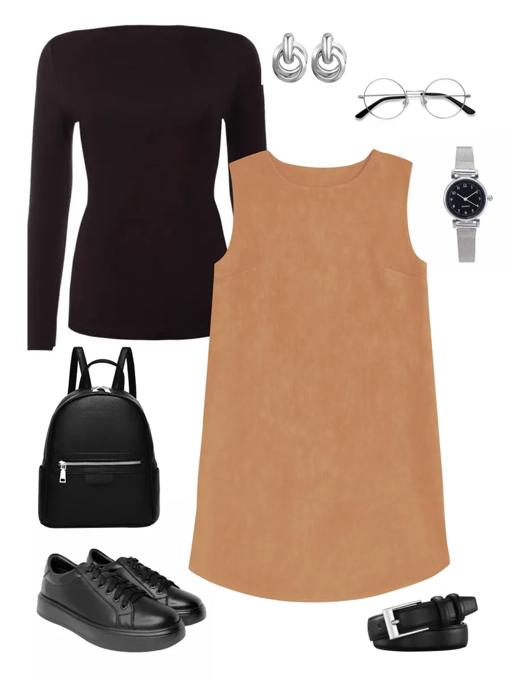 Платье сарафан офисное замшевое А силуэт