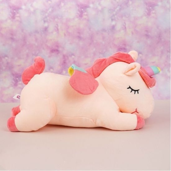 Мягкая игрушка спящий Единорог розовый (120см)