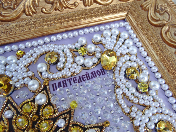 ЖС-3-ЗЖ Набор для вышивания хрустальными камнями Пантелеймон целитель (желтый)