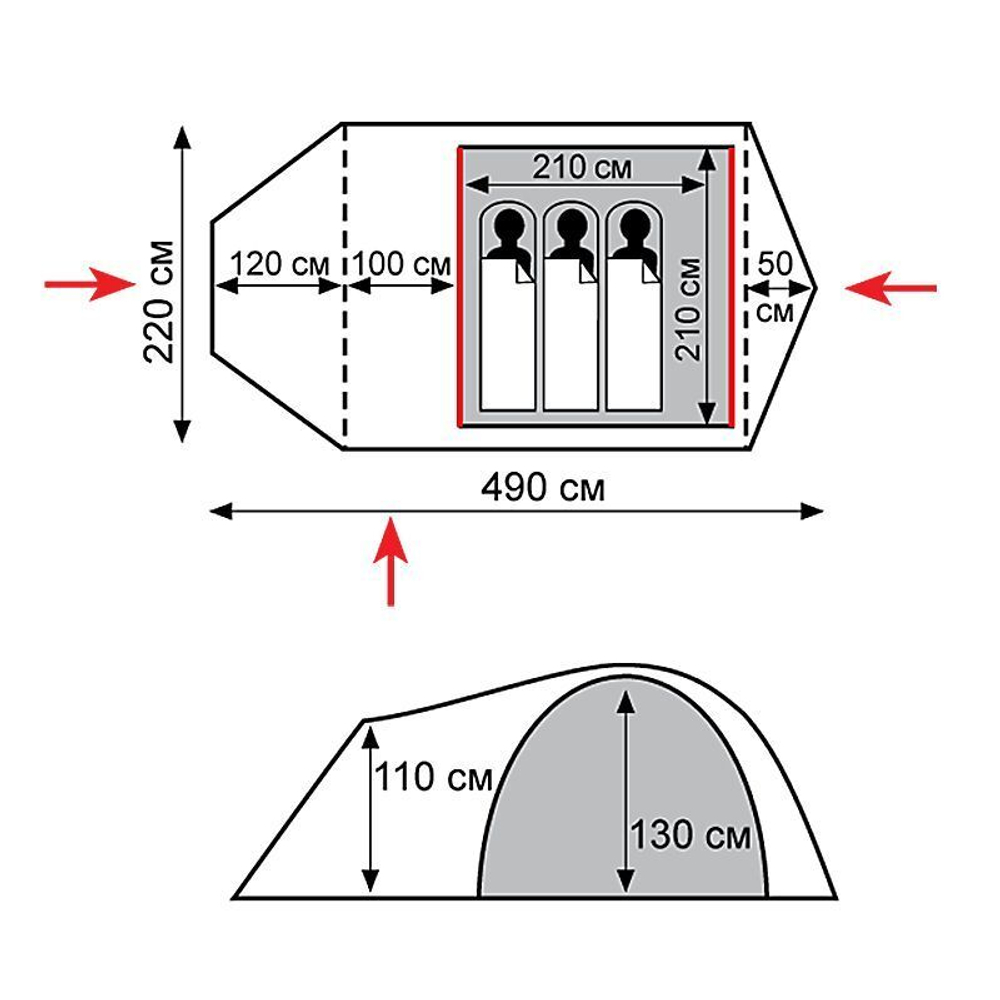 Tramp палатка Cave 3 (V2) (зеленый)