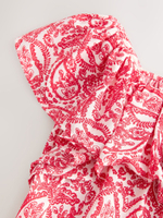 Платье с оборками для девочки Next AC6-246, Красный, Белый