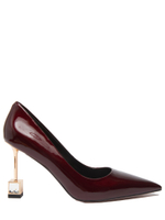 Женские кожаные бордовые туфли с авторским квадратным каблуком