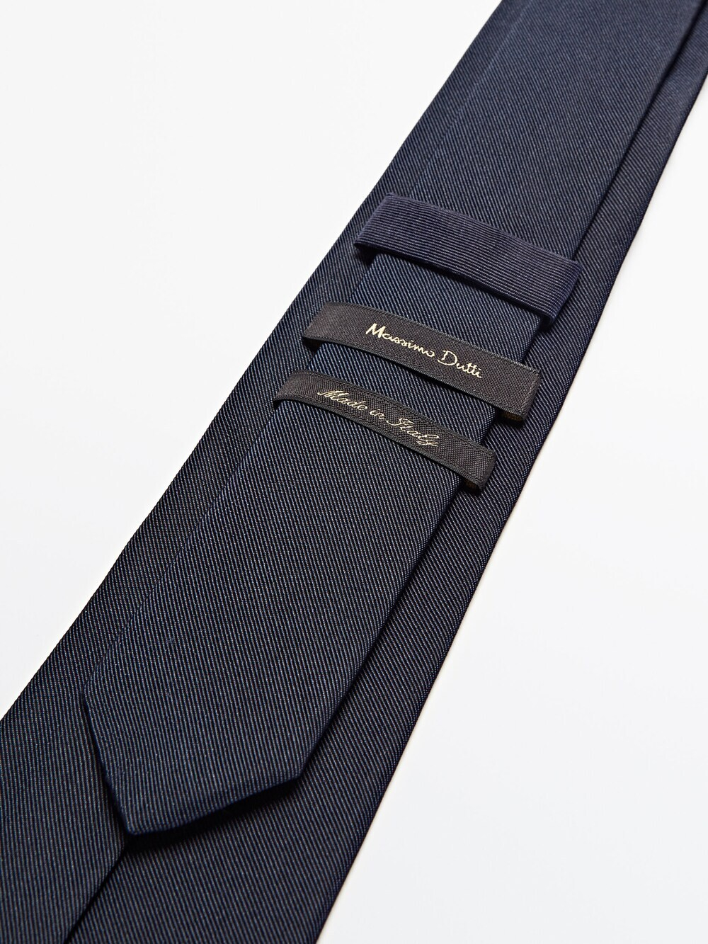 Massimo Dutti Галстук из хлопково-шелкового твила, темно-синий